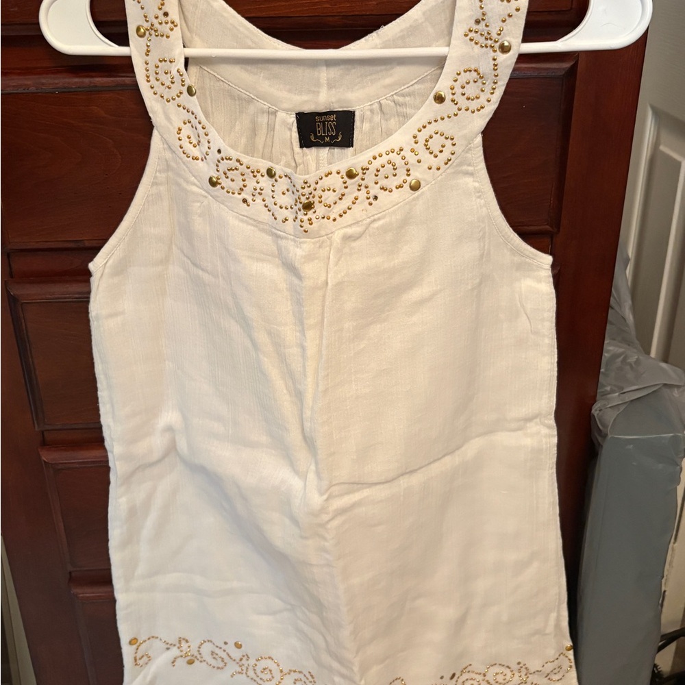 Bathing suit cover up! Bliss Creme and Gold Embellished
